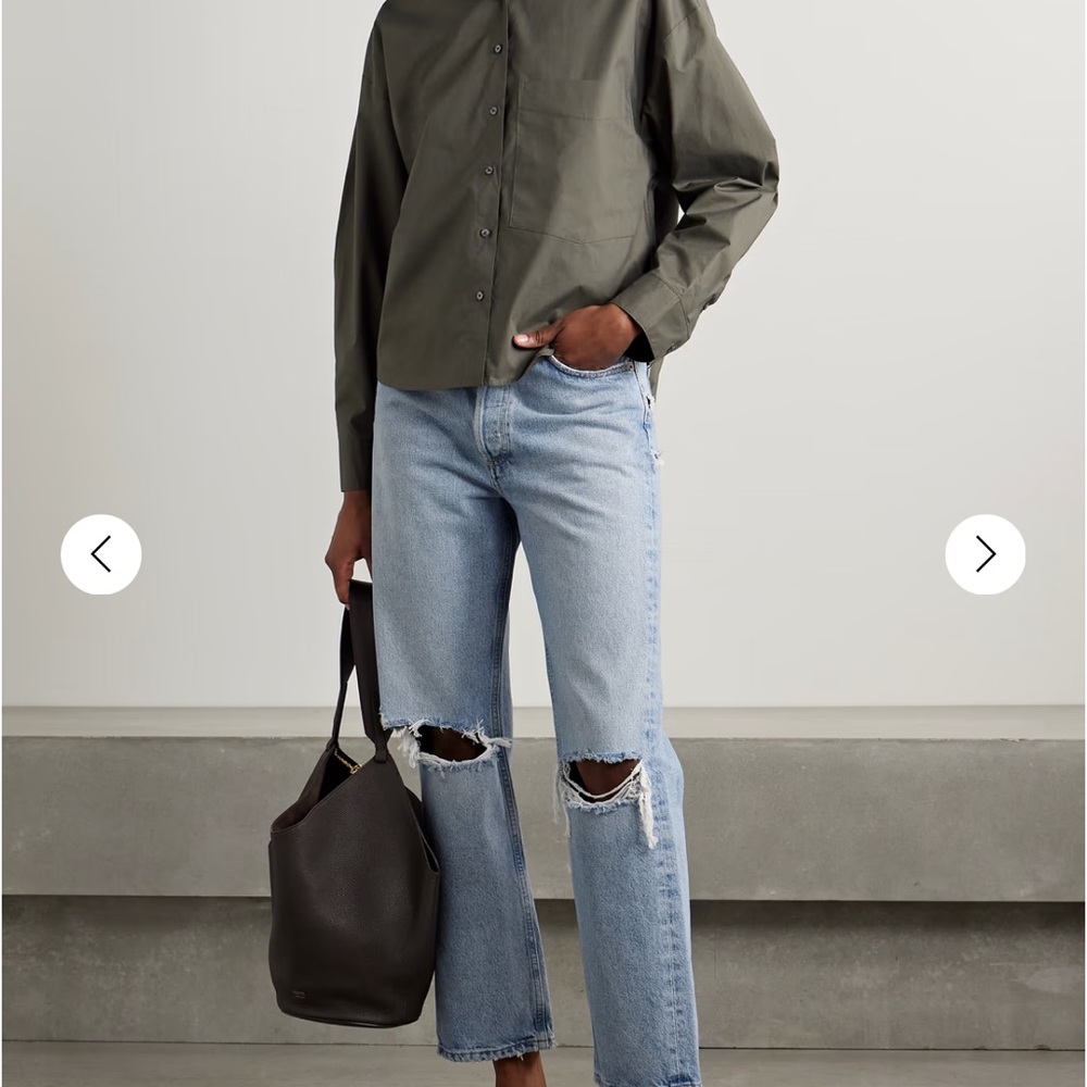 Agolde 90’s crop mid rise lose straight jeans